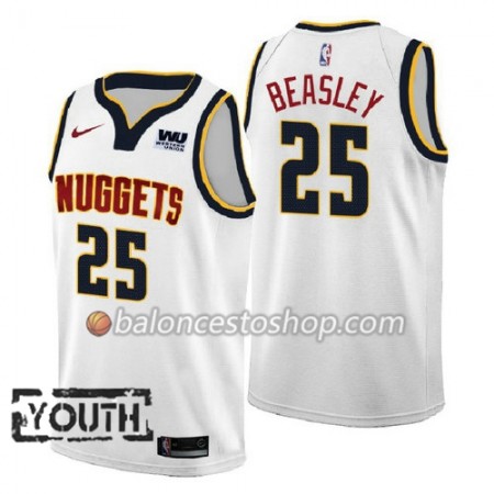 Camiseta Niños NBA Denver Nuggets Malik Beasley 25 2018-2019 Nike Blanco Swingman